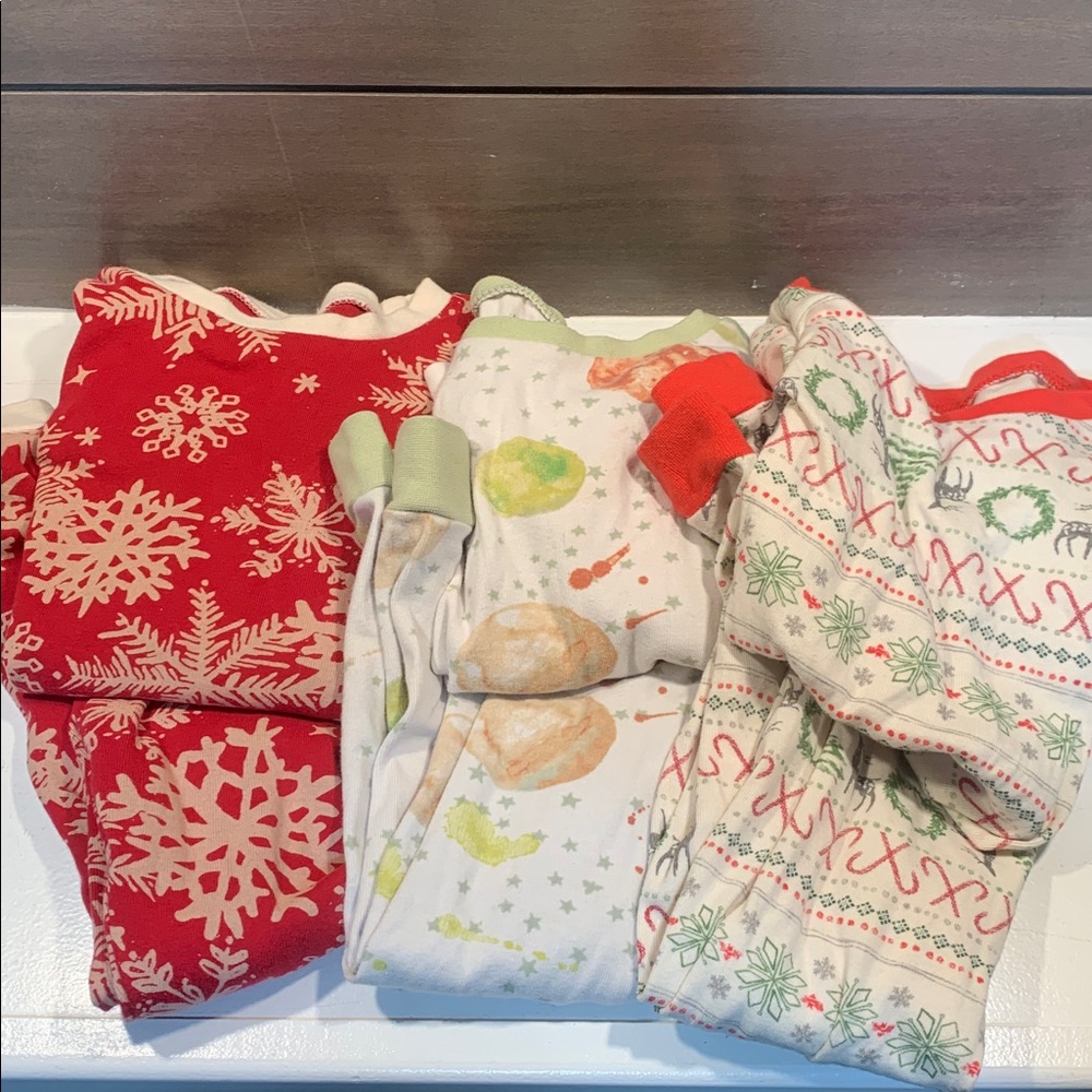 Burt's Bees Kids Lot of 3 Pajama Sets Size 3T & 4T Christmas Organic Holiday